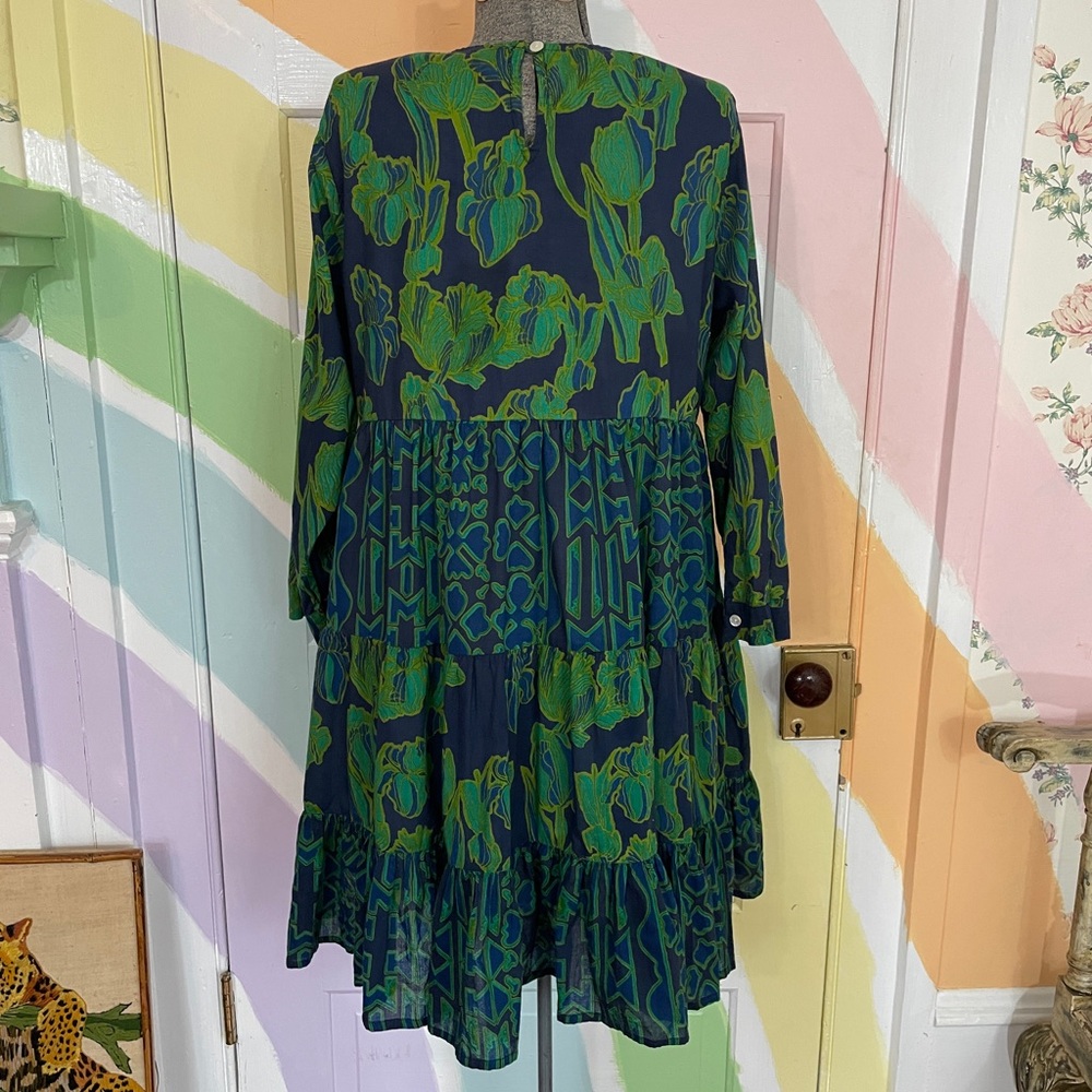 Ro's Garden Rene Tiered Navy Tulip Floral Cotton Anthropologie Dress - Sz M ๐งก๐ - Picture 7 of 14
